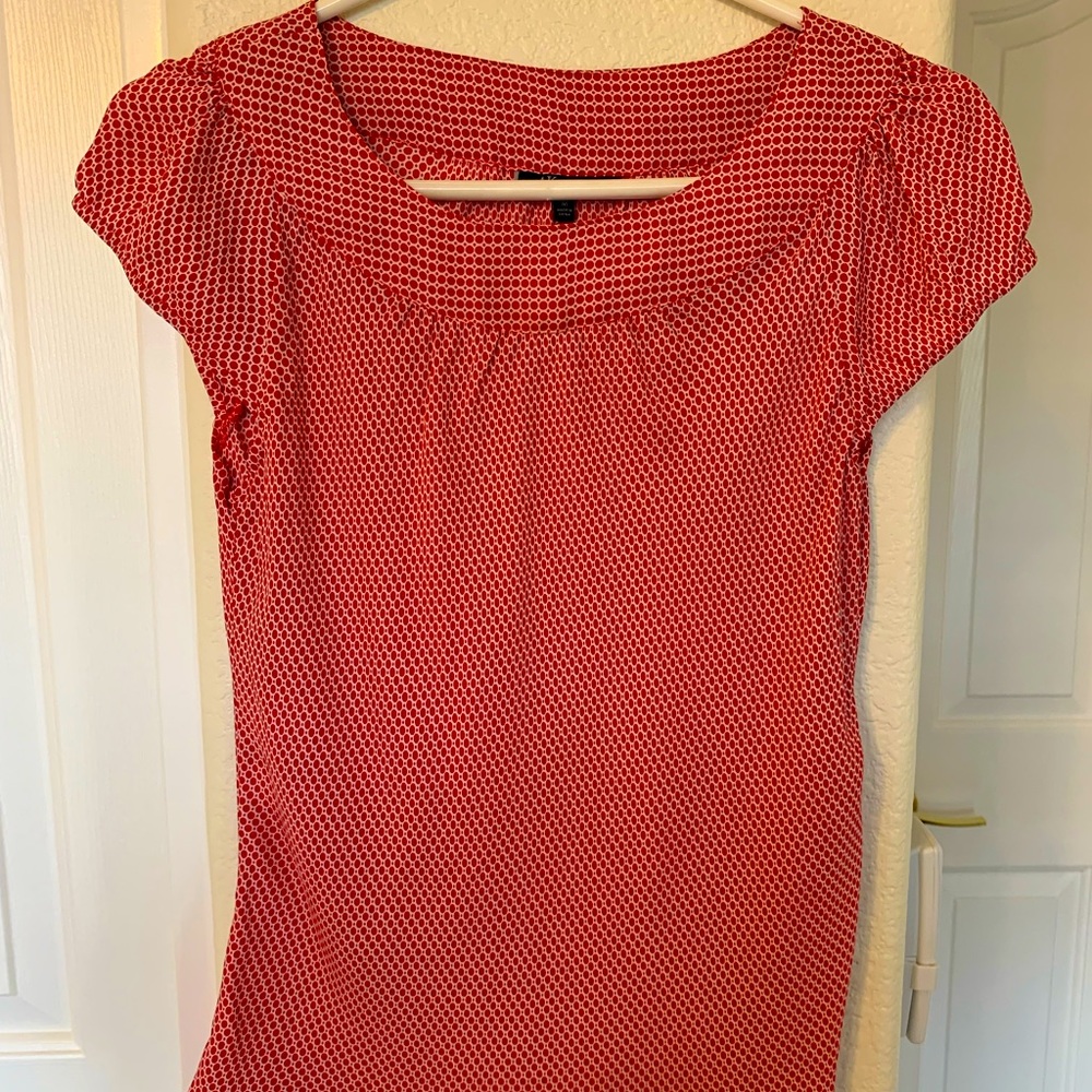 Anne Klein Red with White Polkadot Silk Blouse Women’s Size M